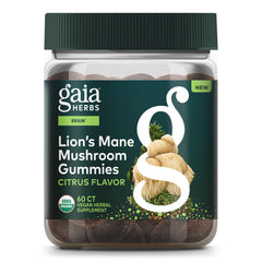 Gaia Herbs Lion's Mane Gummies bottle – front view