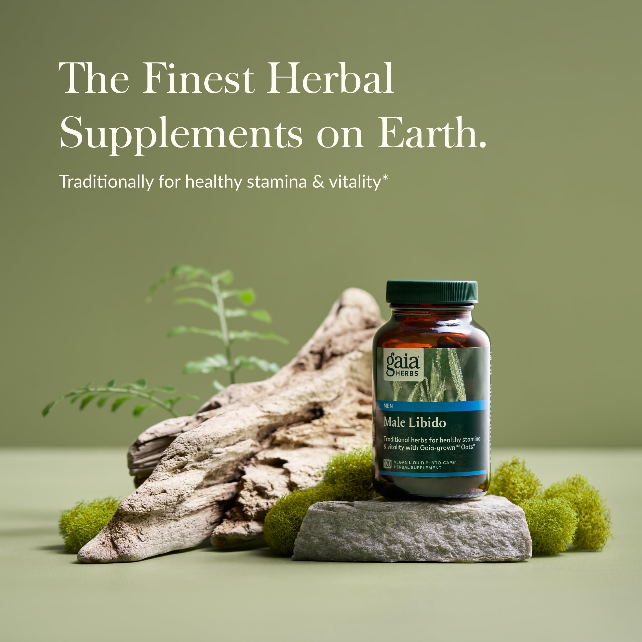 Gaia Herbs Male Libido capsules arranged in bottle