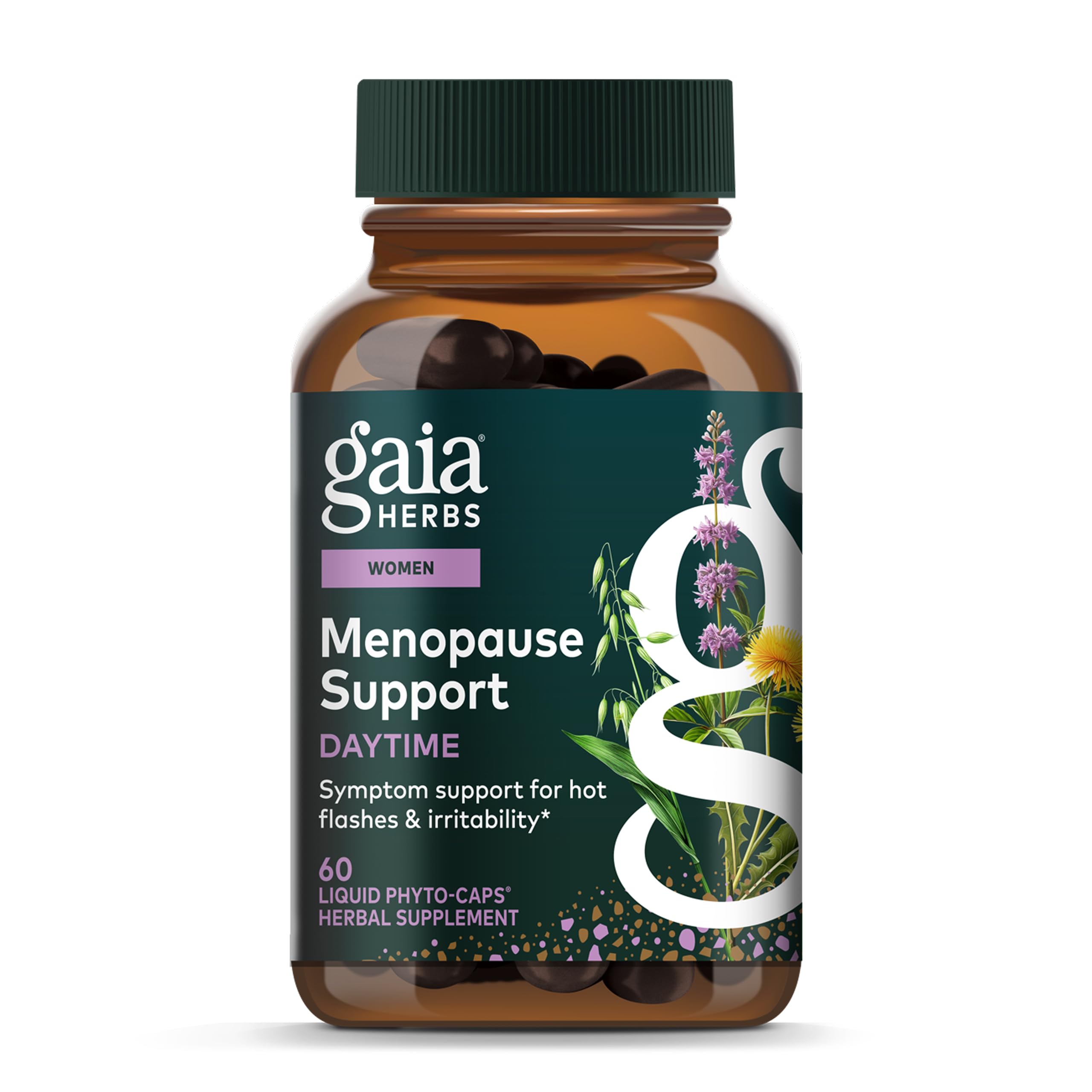 Gaia Herbs Menopause Support Daytime bottle with 60 vegan liquid phyto-capsules