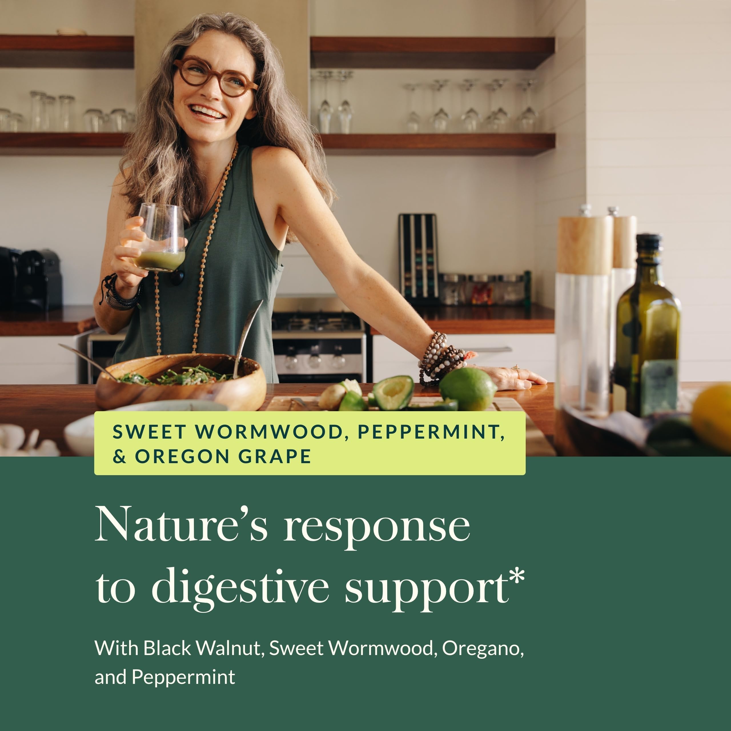 Close-up of Gaia Herbs Microbiome Cleanse capsules highlighting travel-friendly use.