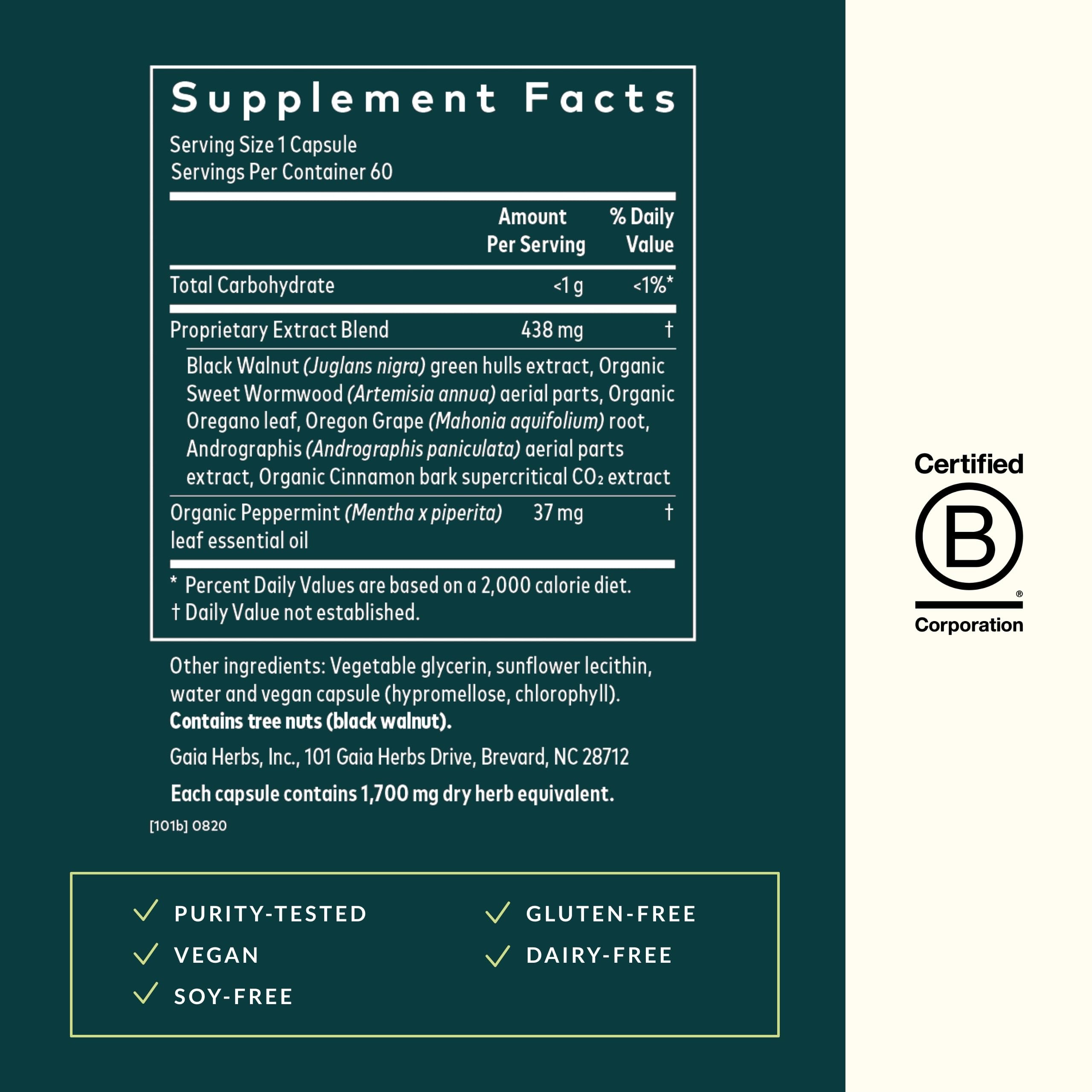 Peppermint leaf in Gaia Herbs Microbiome Cleanse may ease digestive discomfort.