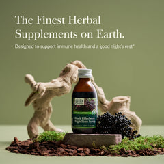 Close-up of Gaia Herbs NightTime Syrup label