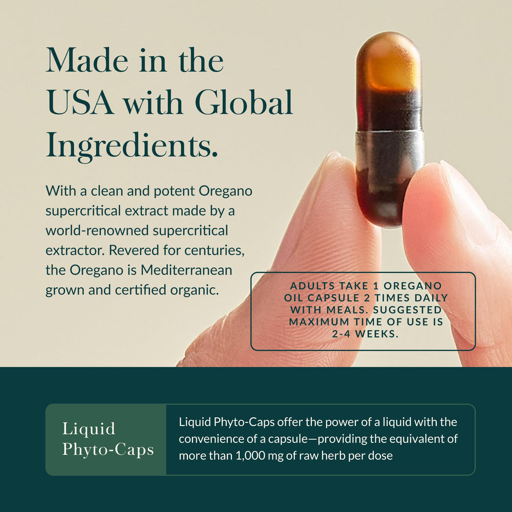 Ingredients label and supplement facts for Oil of Oregano