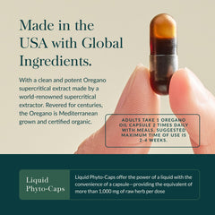 Ingredients label and supplement facts for Oil of Oregano