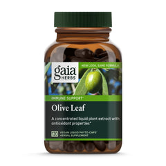 Gaia Herbs Olive Leaf bottle with label
