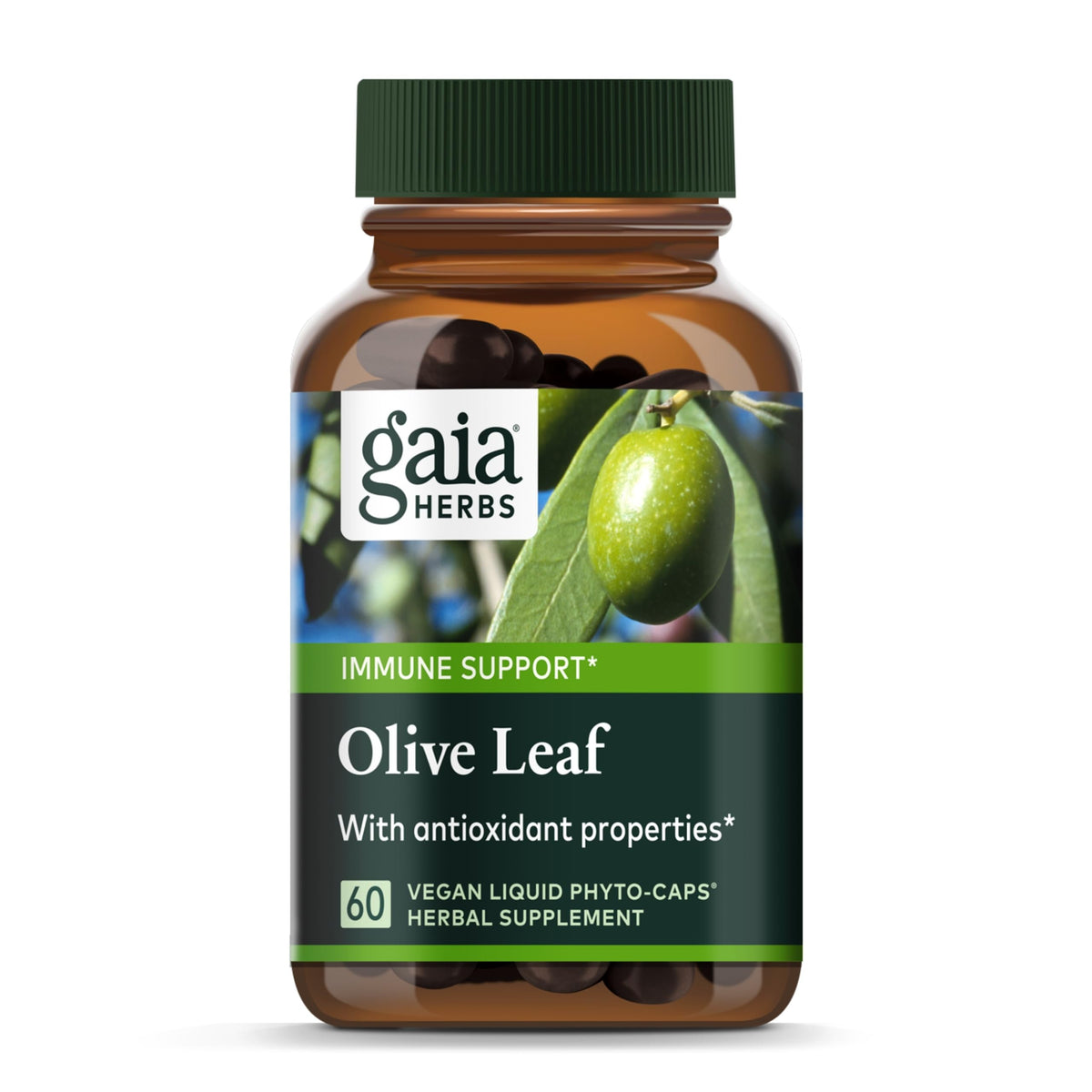 Gaia Herbs Olive Leaf Immune Support bottle and label