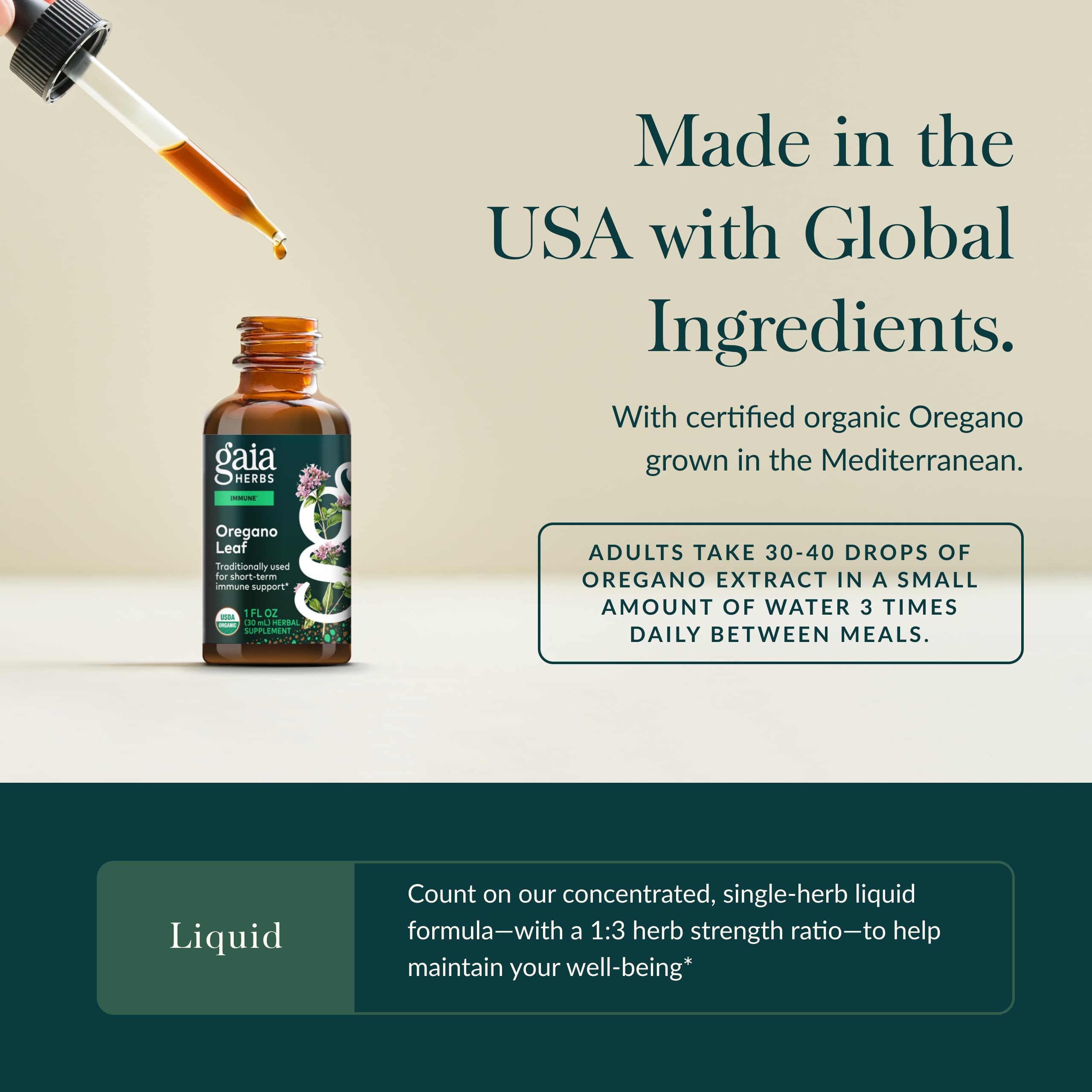 Oregano leaf extract visual for Gaia Herbs product