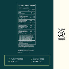 Ingredient collage featuring star anise, sea buckthorn, beet root, dandelion, and nettle