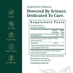 Close-up of cordyceps and ashwagandha ingredients