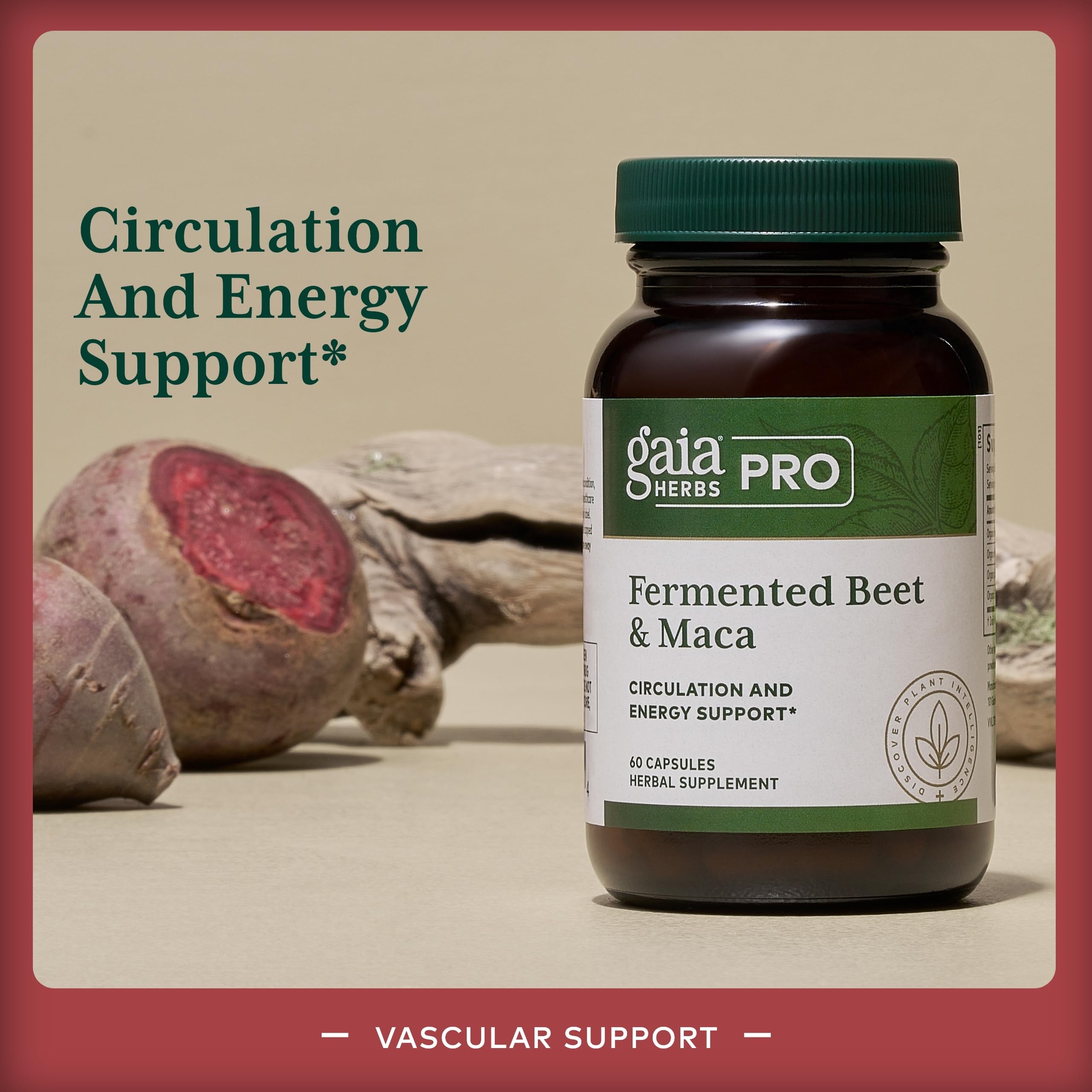 Beet root, maca root, carrot root and spinach leaf ingredients