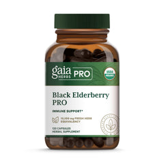 Gaia Herbs PRO Black Elderberry PRO bottle and label