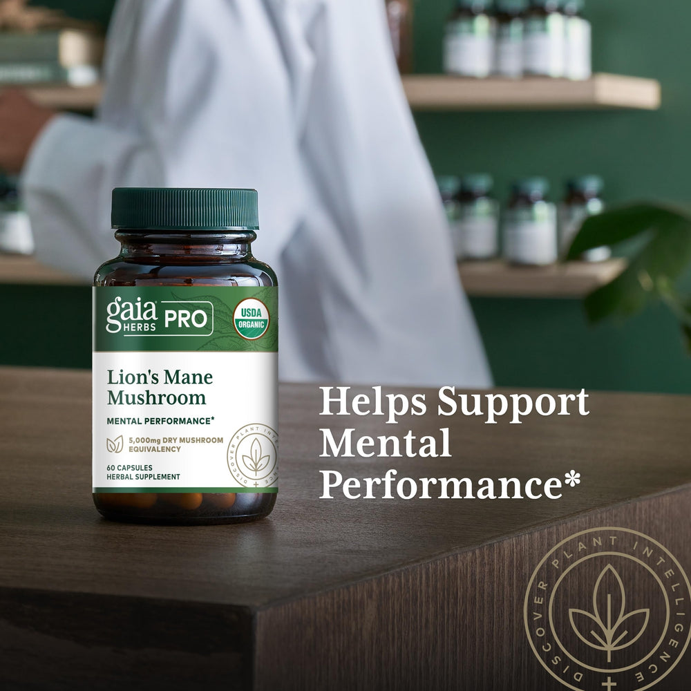 Brain health support with Gaia Herbs PRO Lion's Mane Mushroom