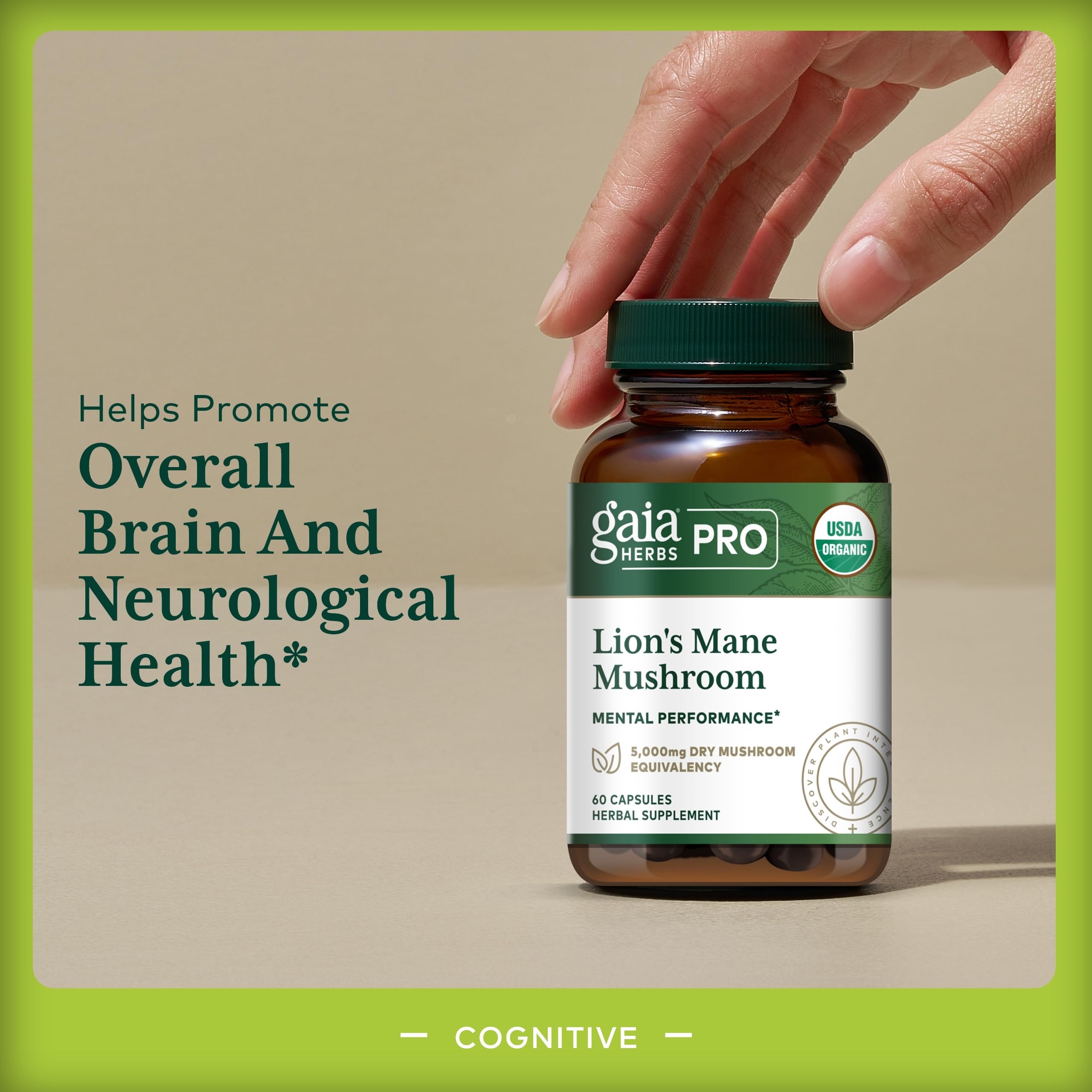 Lion's Mane dosage - 2,500mg per serving label