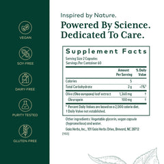 Gaia Herbs PRO Olive Leaf 1360 bottle with label