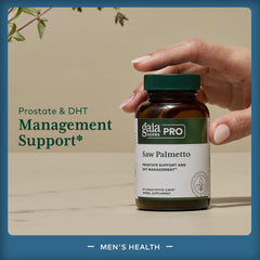 Close-up of Saw Palmetto extract label on bottle