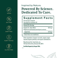 Gaia Herbs Pro St. John's Wort bottle – back label close-up