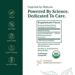 Close-up of Gaia Herbs Pro Sweet Wormwood dropper bottle