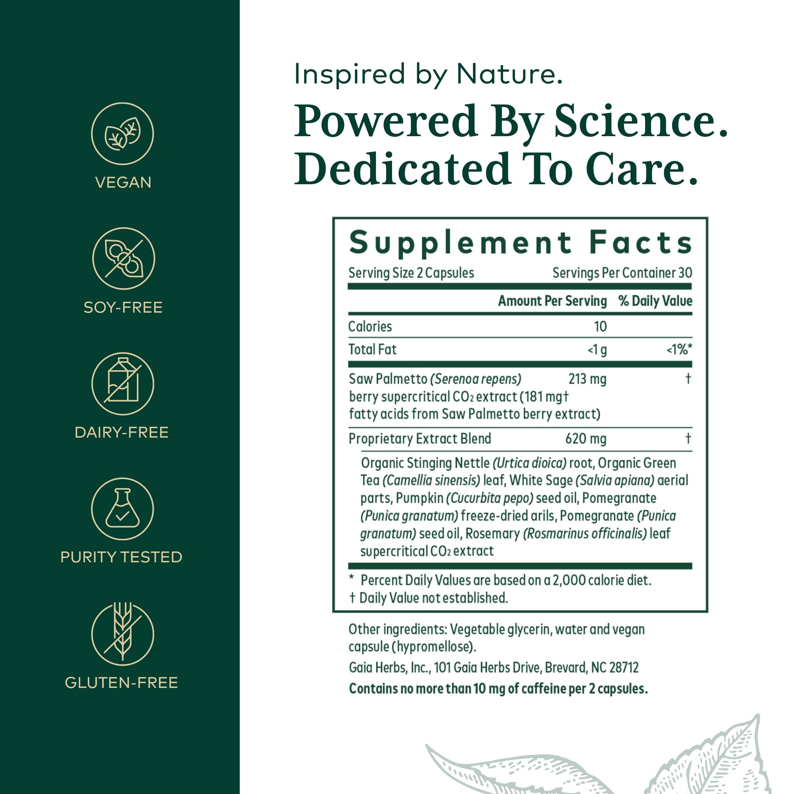 Ingredients highlight including green tea, white sage, and pomegranate