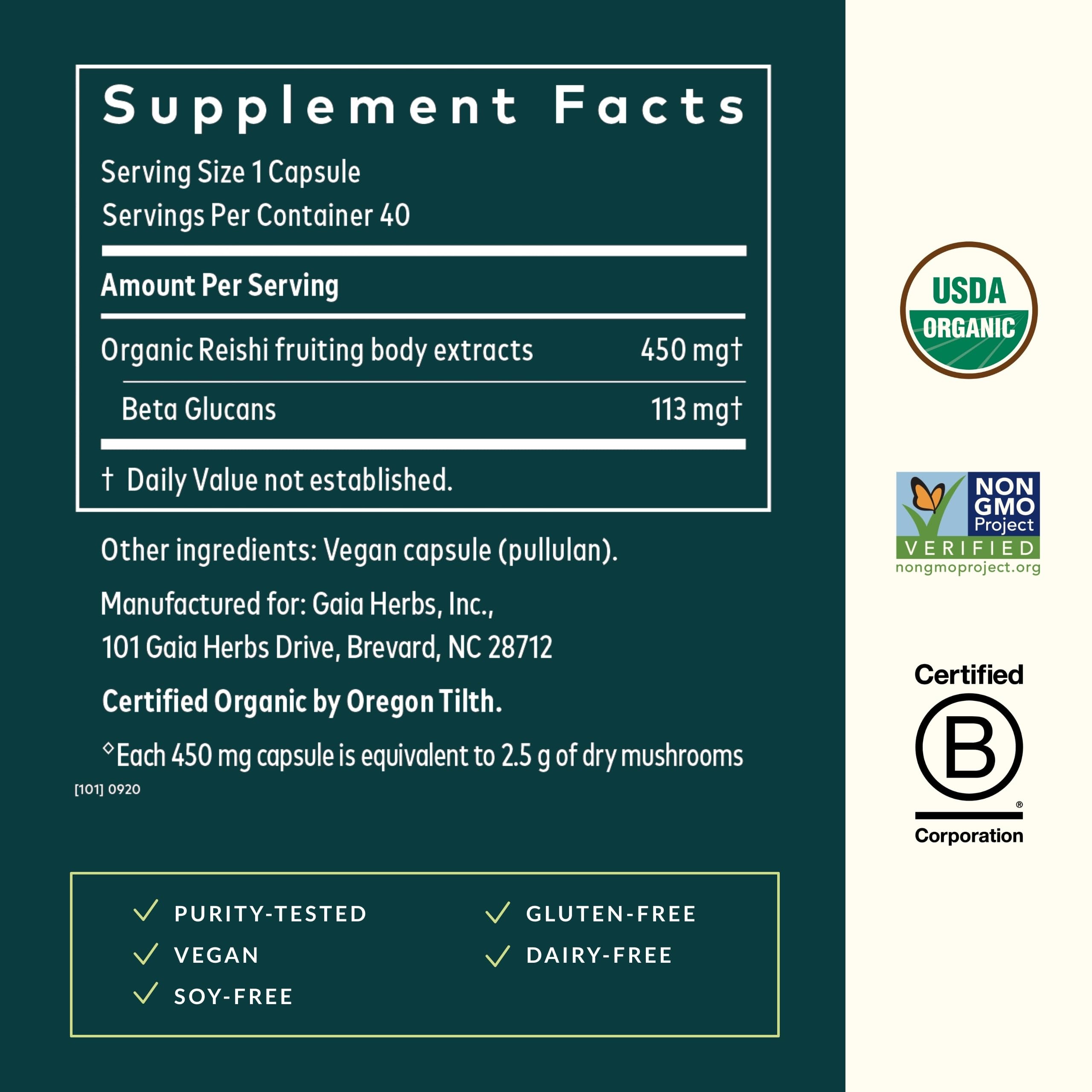 Reishi mushroom extract bottle show 100% mushroom content