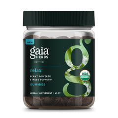 Gaia Herbs Relax Gummies bottle on white background