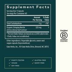 Stinging nettle leaf capsules in bottle