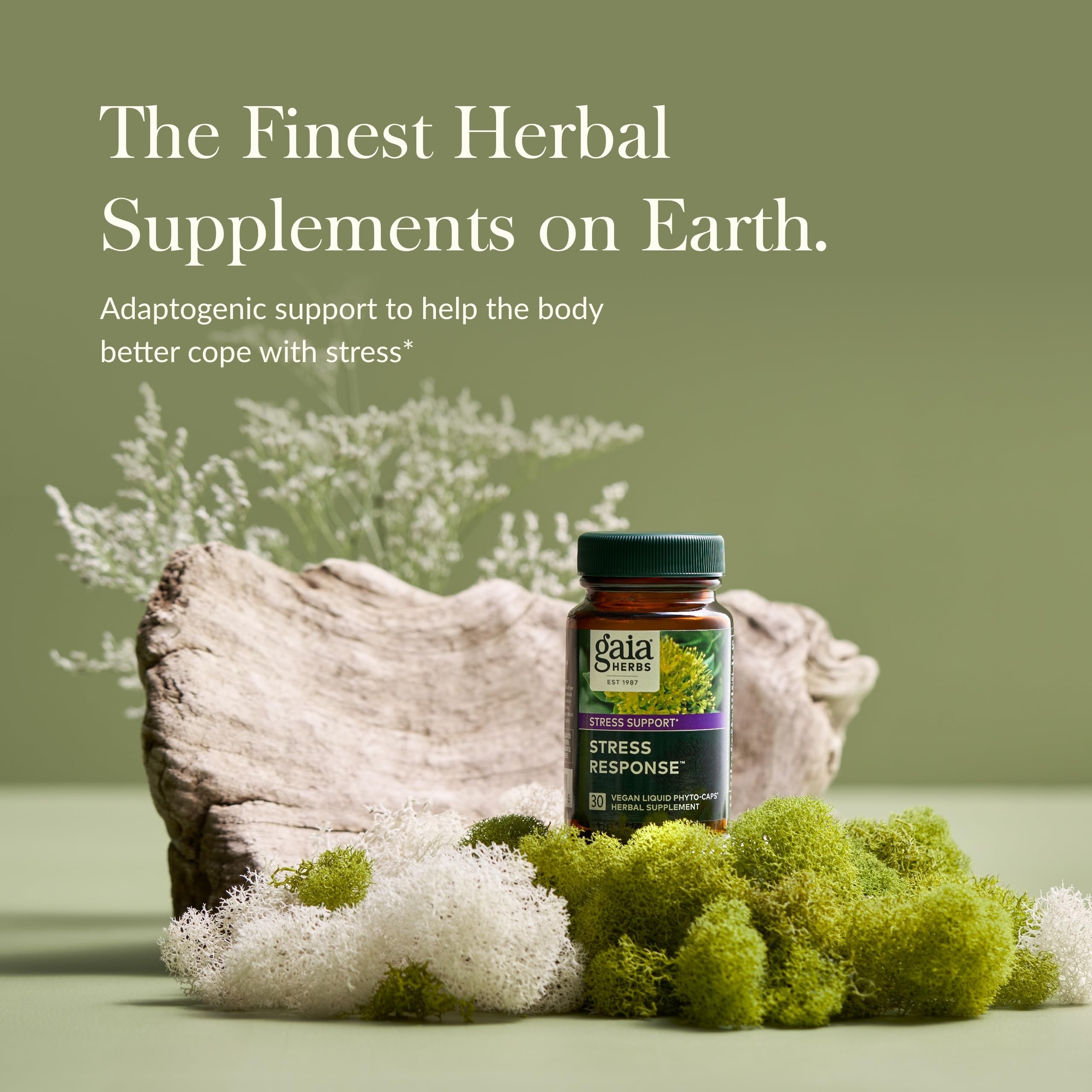 Gaia Herbs Stress Response bottle close-up