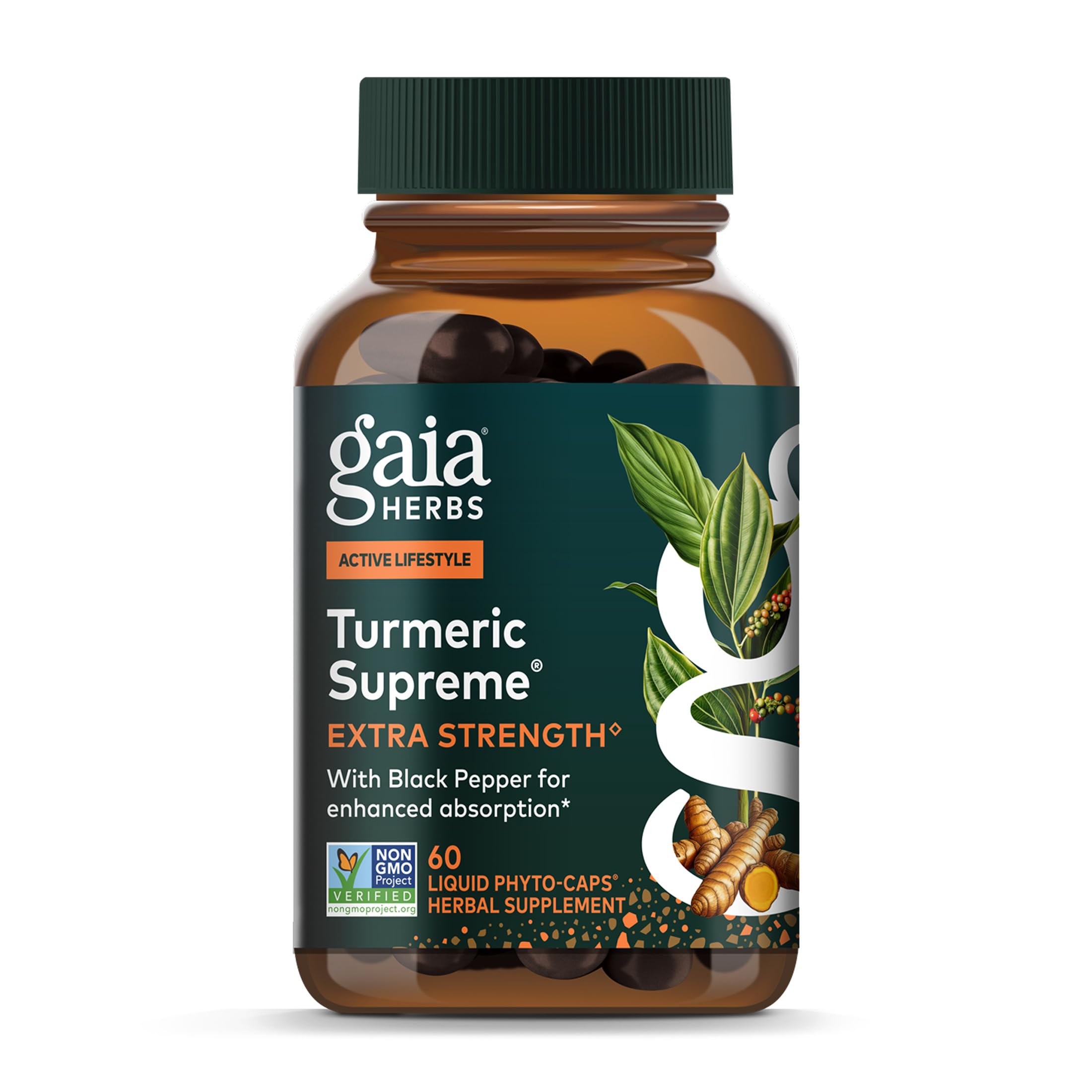 Gaia Herbs Turmeric Supreme – bouteille: soutien potentiel à une mobilité active au quotidien.
