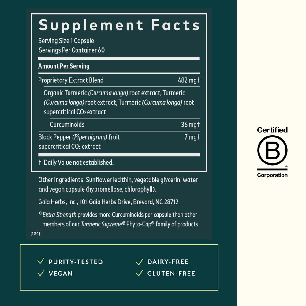 Gaia Herbs Turmeric Supreme Extra Strength vegan phyto-capsules