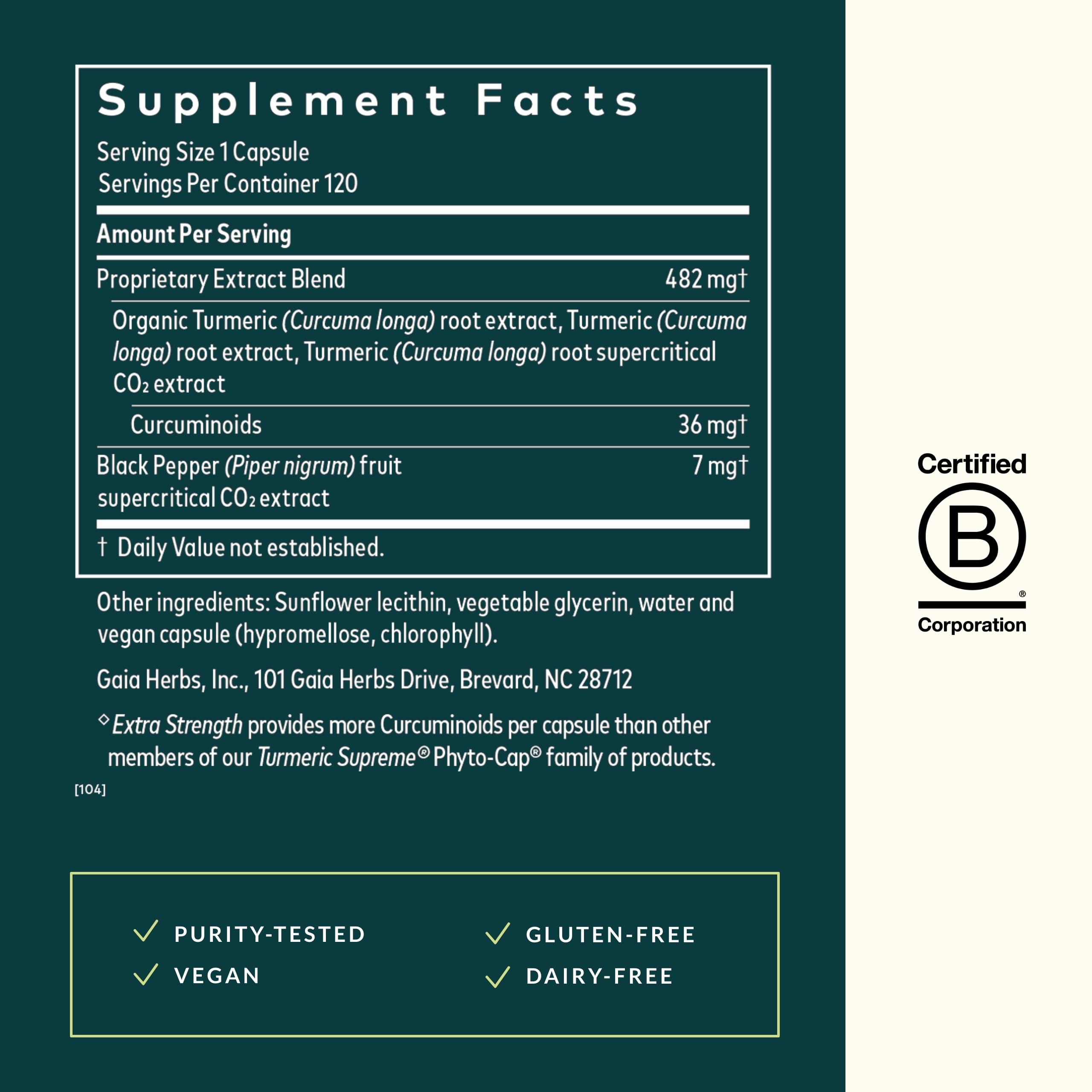 Gaia Herbs turmeric supreme extra strength vegan liquid phytocapsules