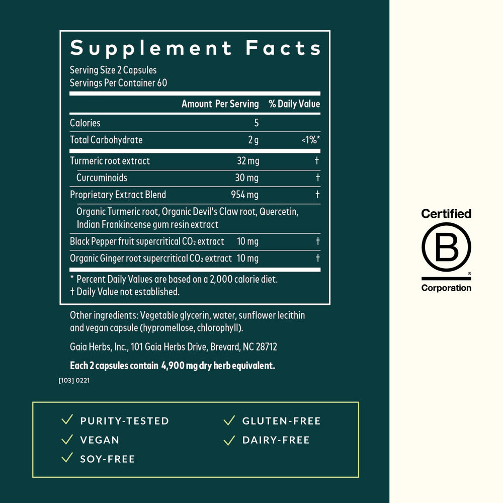 Herbal ingredients including turmeric, quercetin, and black pepper