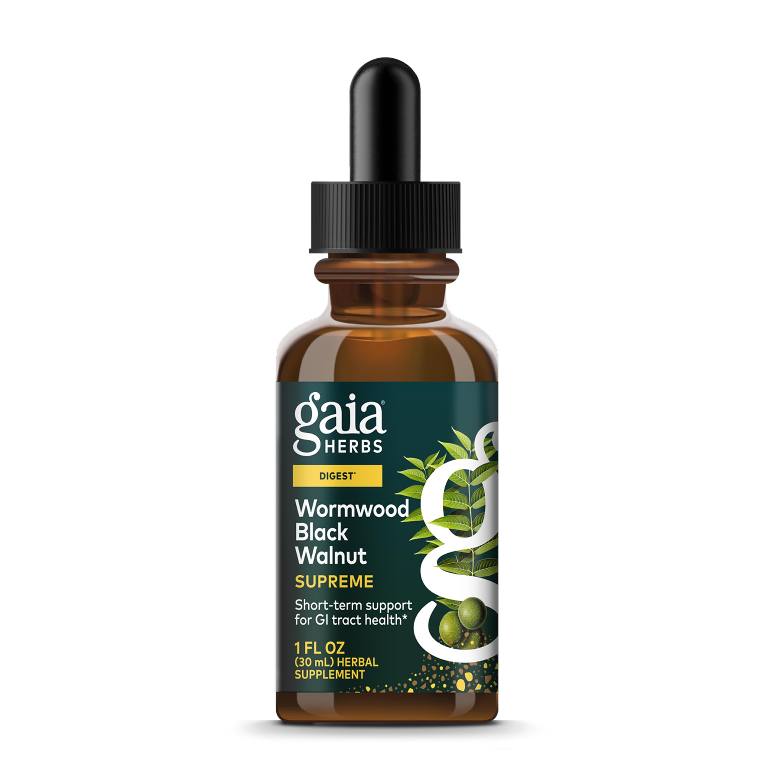 Gaia Herbs Wormwood Black Walnut Supreme 1 fl oz liquid extract bottle - hero image