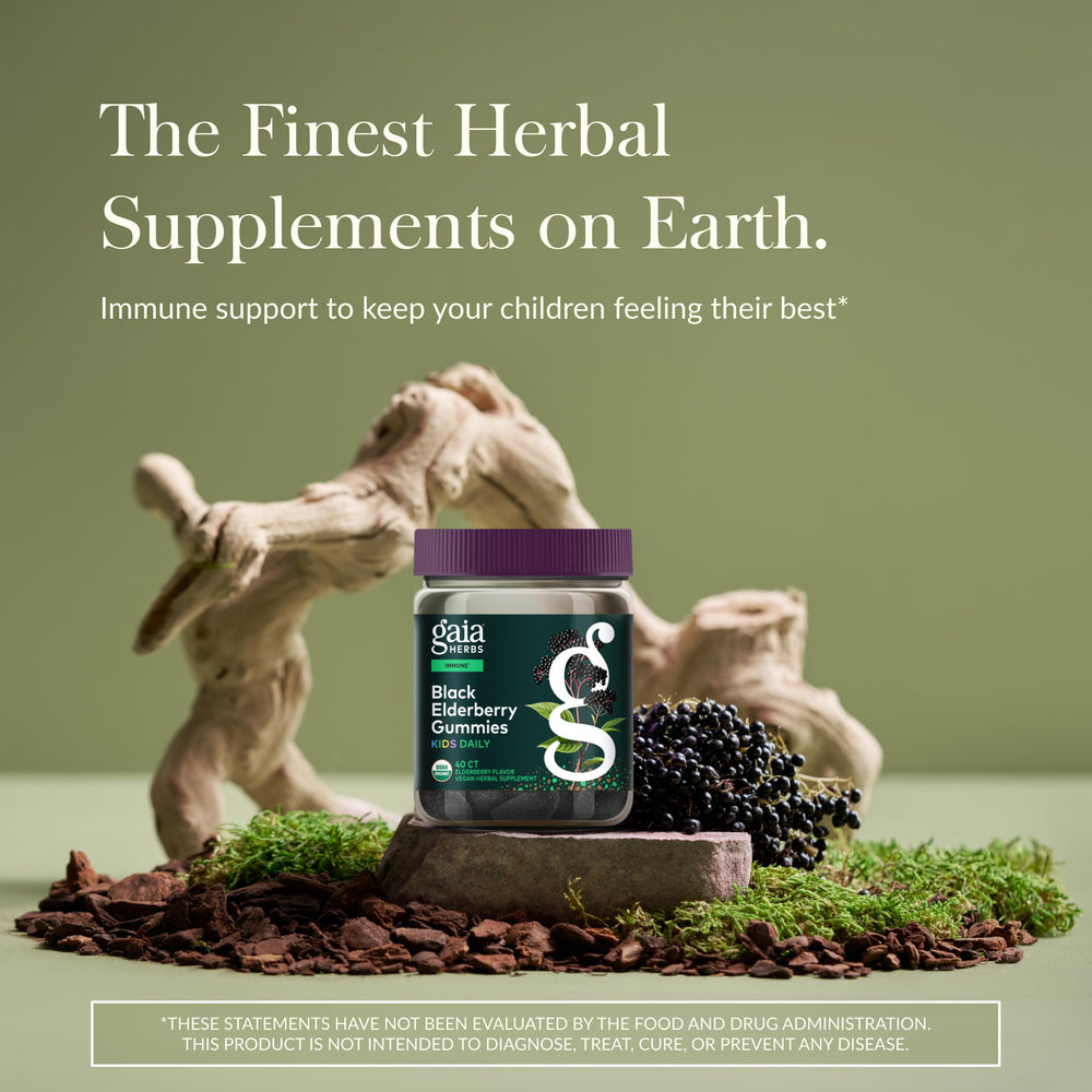 Close-up of GaiaKids Black Elderberry gummy