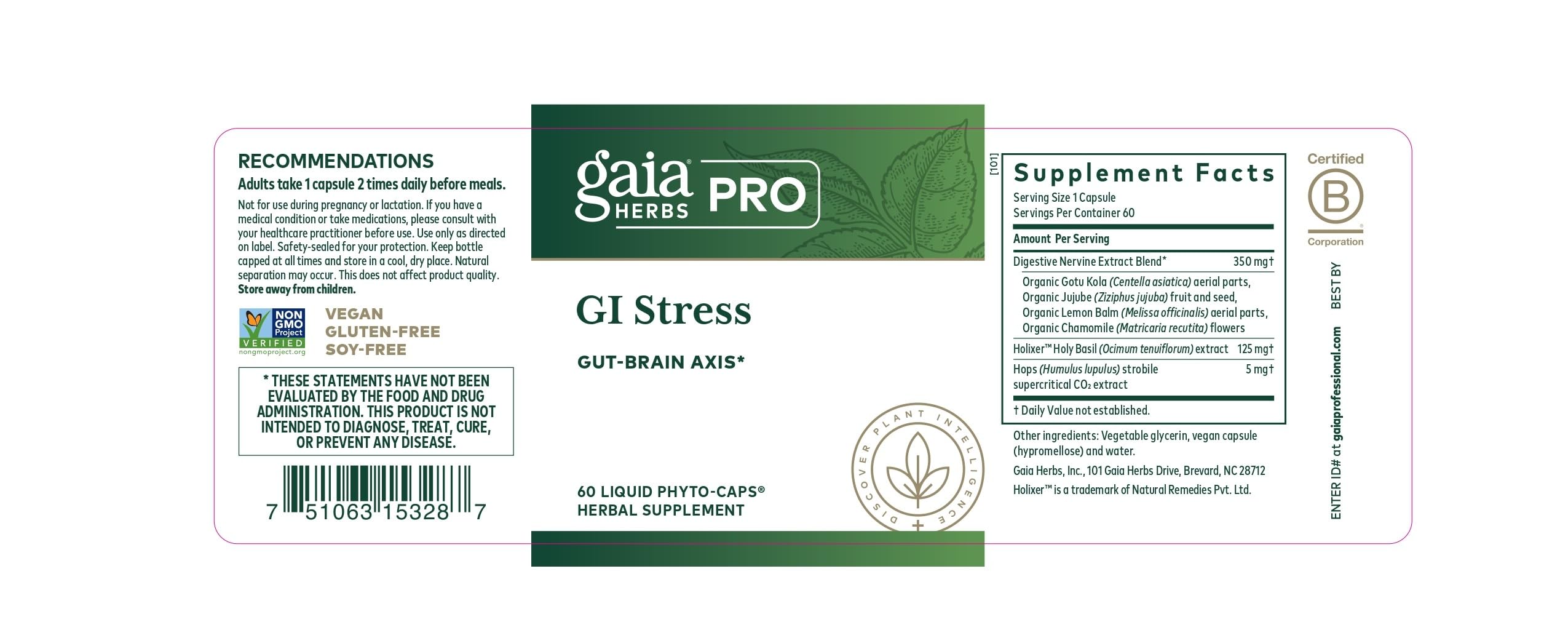 Gaia Herbs PRO GI Stress packaging and bottle