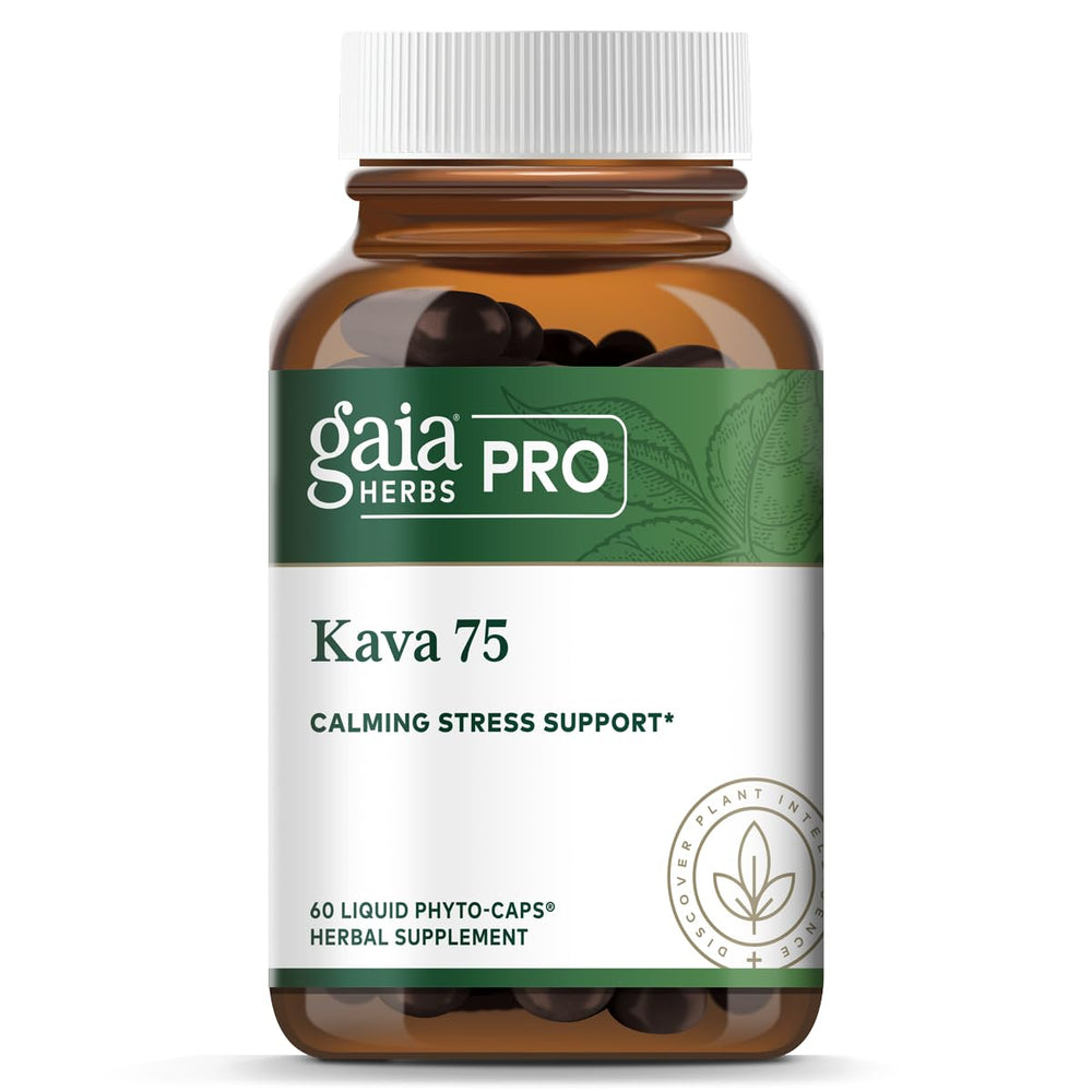 Gaia Herbs PRO Kava 75 bottle with capsules