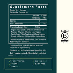 Ashwagandha, Magnolia Bark, Passionflower and Jujube Date herbs