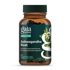 Gaia Herbs Ashwagandha Root bottle and capsules