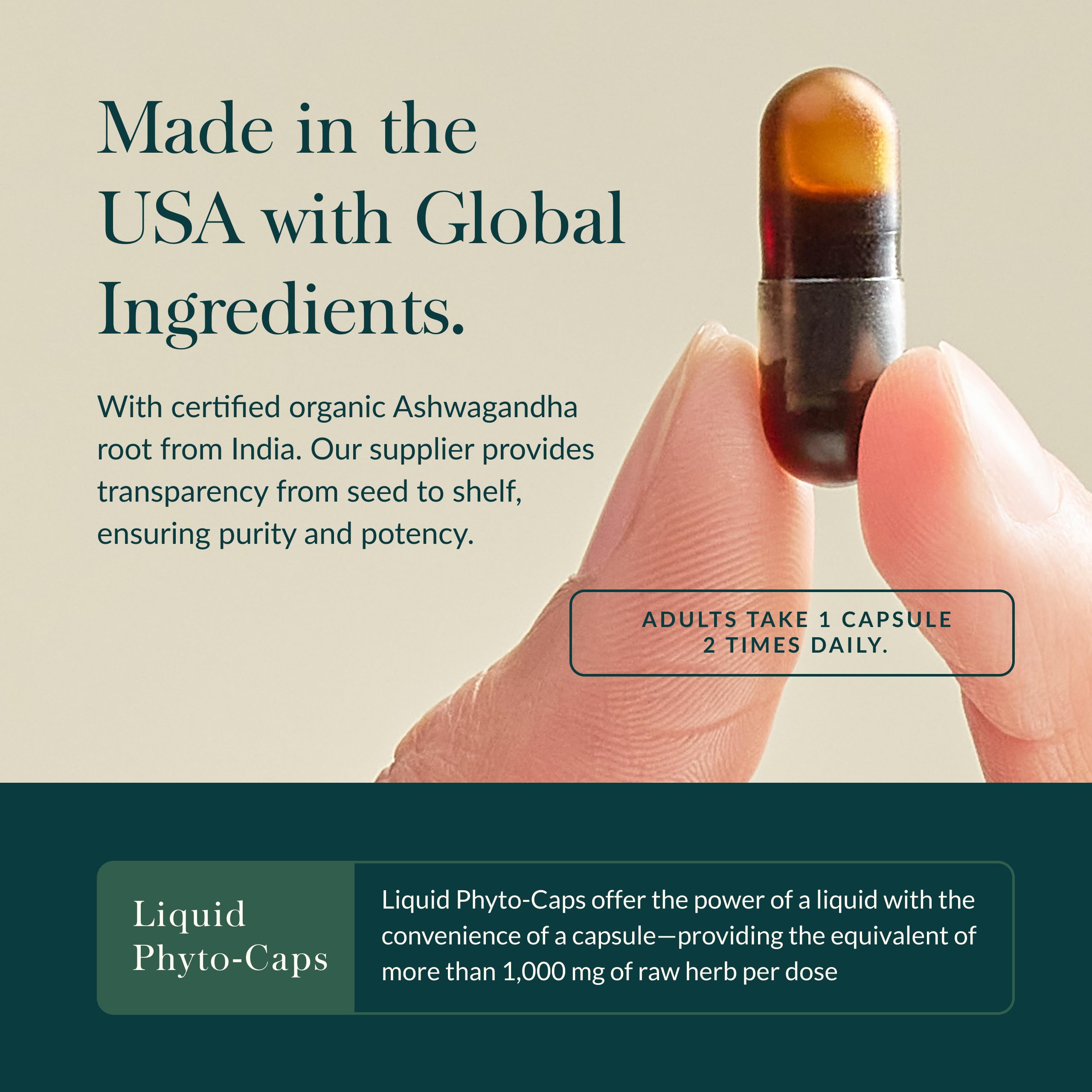 Ashwagandha root label on Gaia bottle