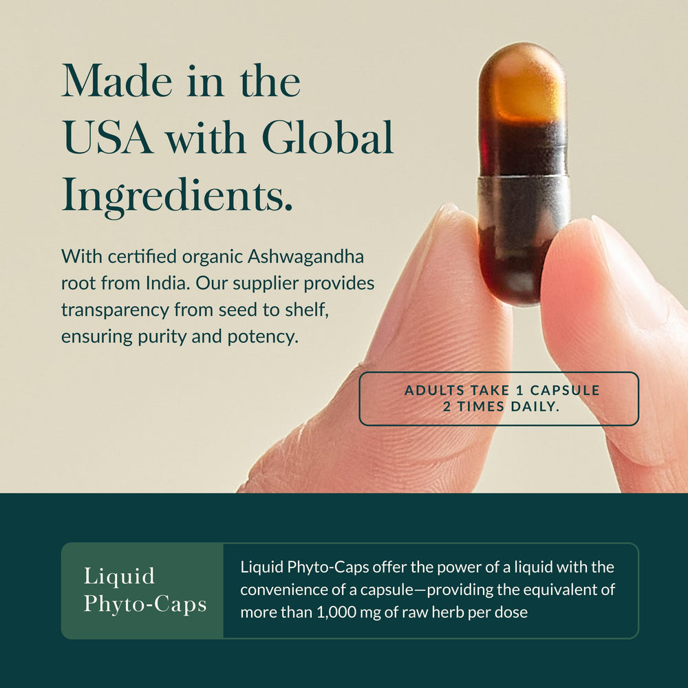 Ashwagandha root label on Gaia bottle