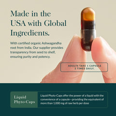 Ashwagandha root label on Gaia bottle