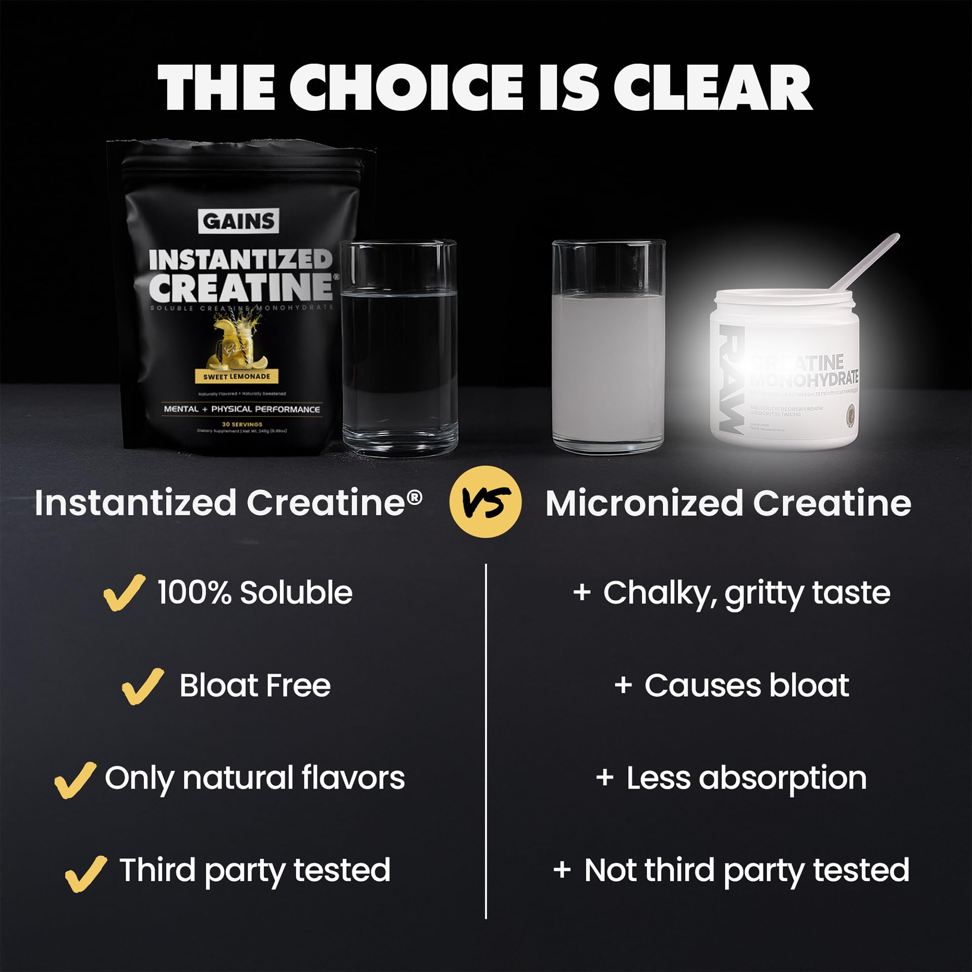 Serving scoop of creatine monohydrate with label
