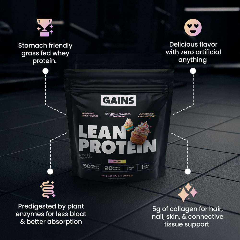 GAINS IN BULK Lean Protein dry scoop for precise mixing and fueling workouts.