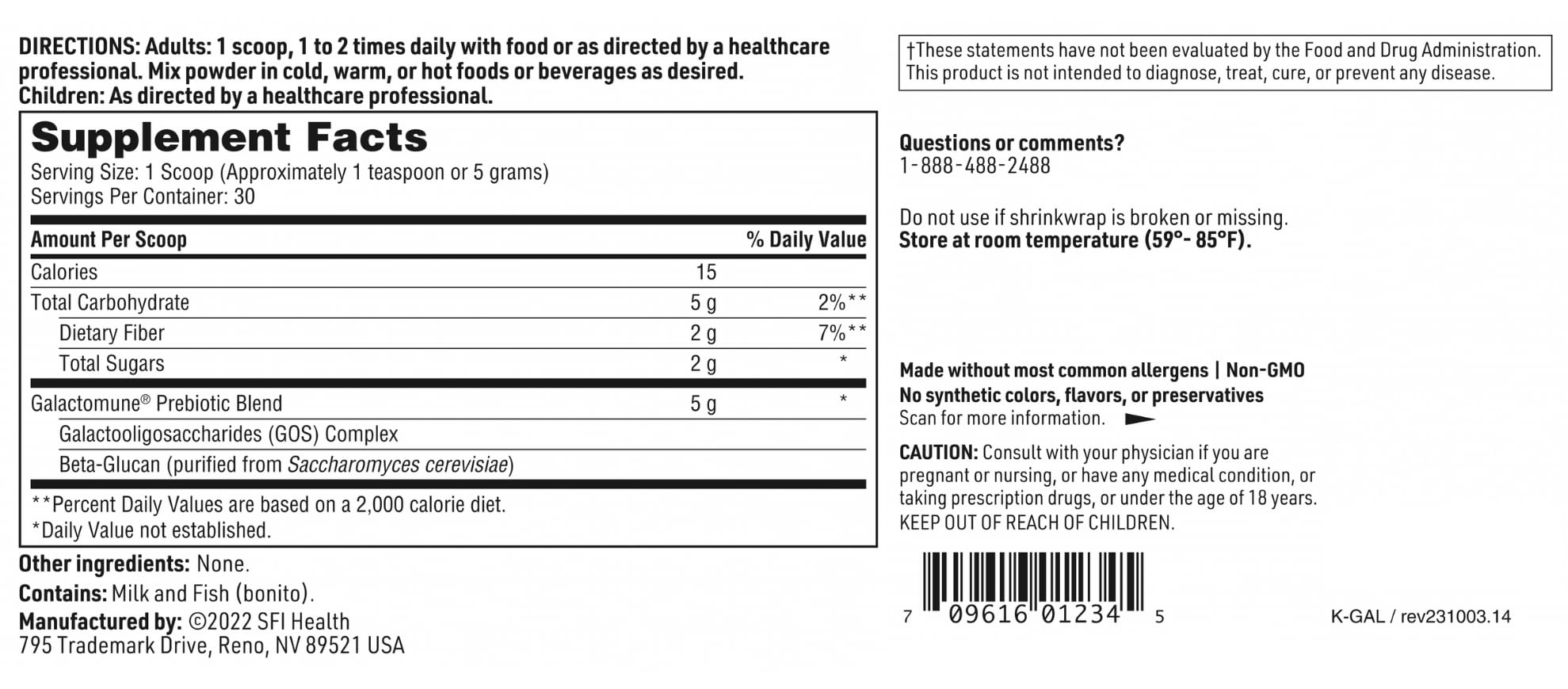 Allergen notice on label: contains milk and fish (bonito) and non-GMO