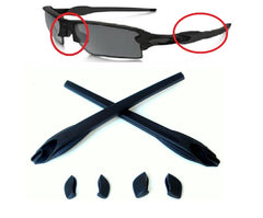 Close-up of Oakley Flak 2.0/XL earsock and nose pad replacement kit in black rubber