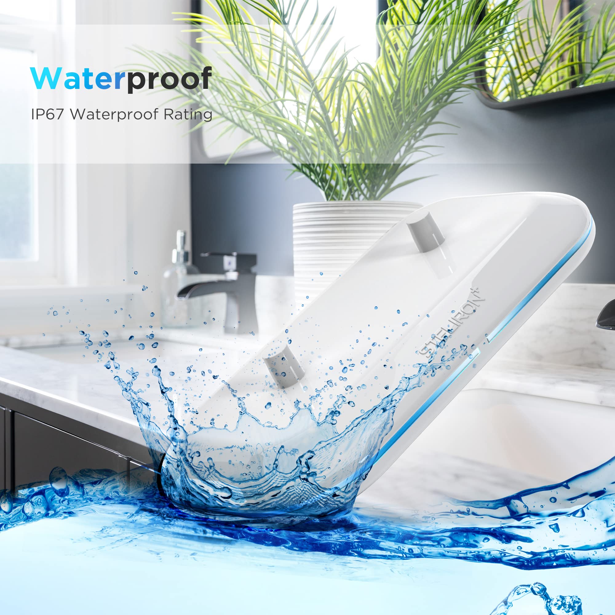 IP67 waterproof rating annotation on Galvanox charging base