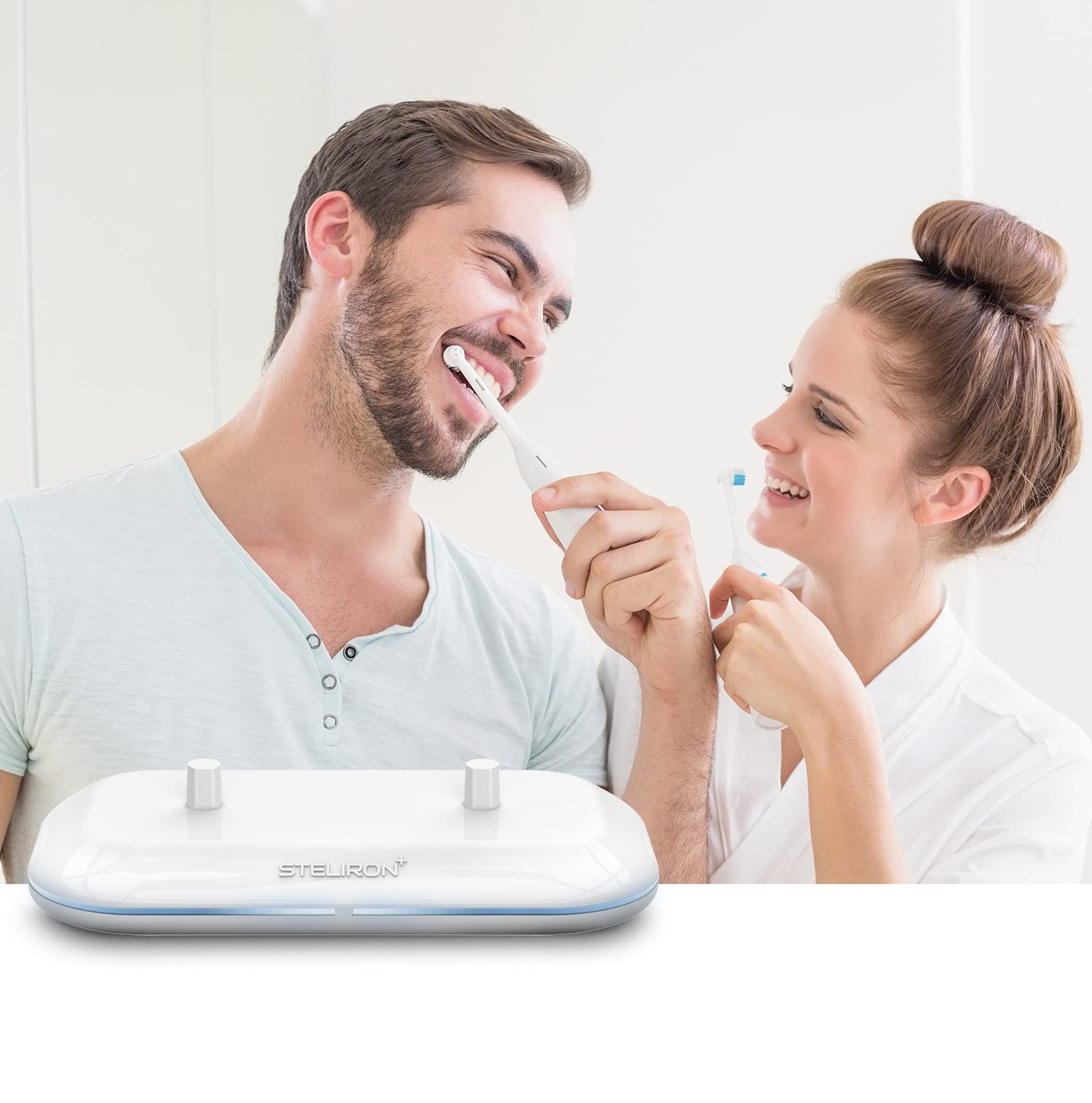 Durable, compact Galvanox dual charger on a countertop