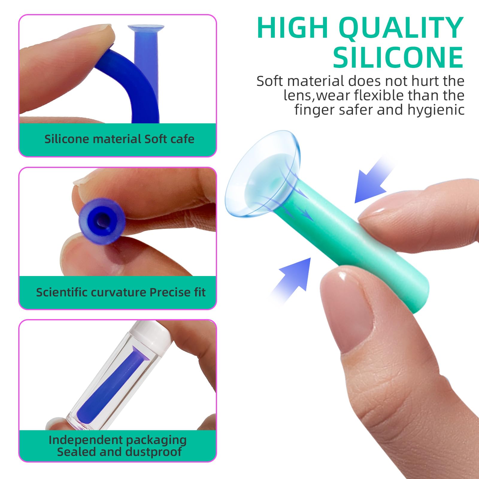 Squeeze air bladder to release lens from suction cup