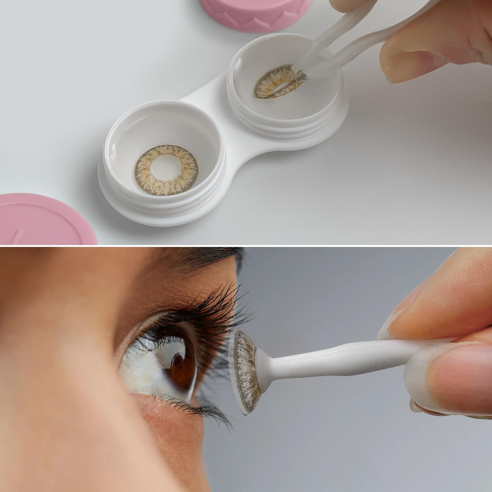 Tweezer and precise applicator included in the lens care kit