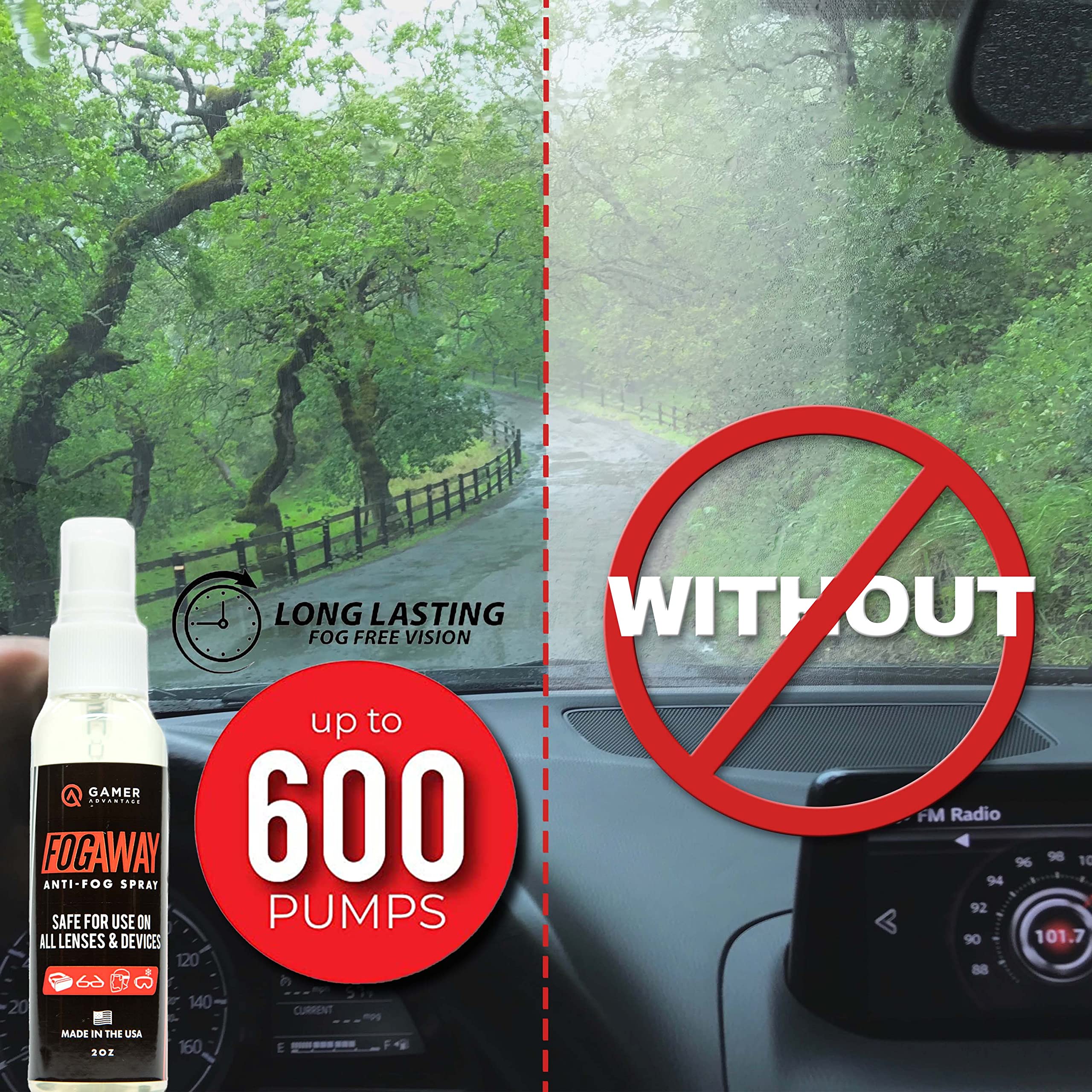 FogAway packaging with 2 oz bottle