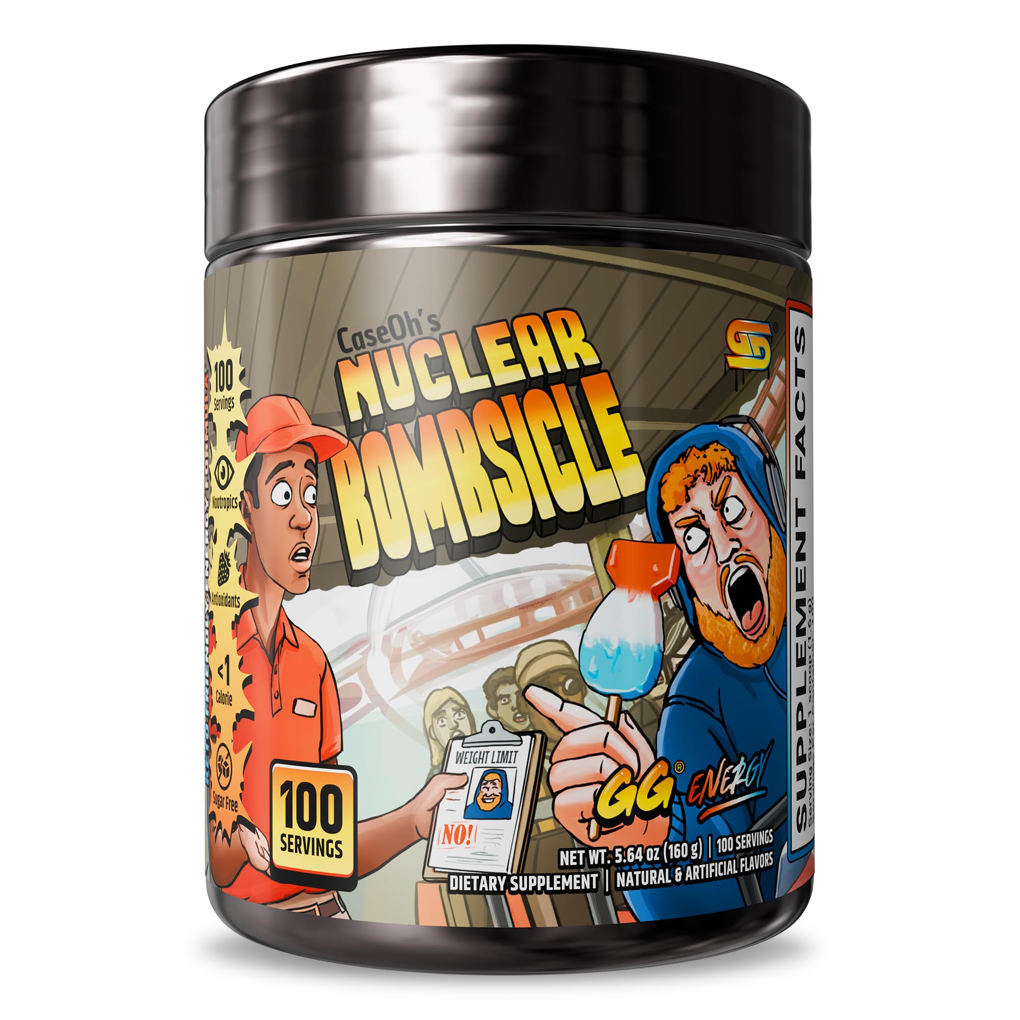 Gamer Supps GG Energy CaseOh's Nuclear Bombsicle tub featuring Cherry, Lime, and Blue Raspberry flavors.