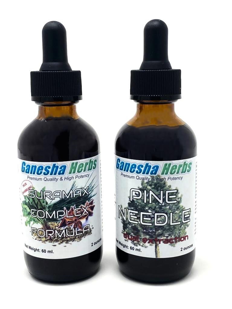 Two 2oz bottles of Ganesha Herbs Suramax Pine Needle Complex Tincture (2 Pack)